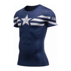T-shirt de compression ShapeX modèle Capitaine A., bleu marine, vue de face