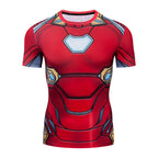 T-shirt de compression ShapeX modèle armure rouge et or, vue de face